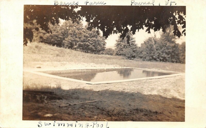 Pownal Bennington Vermont~Barnes Farm~Swimming Pool in Field~1938 RPPC 