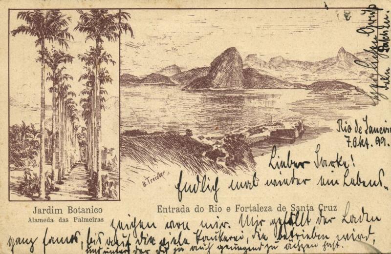 brazil, RIO DE JANEIRO, Entrada e Fortaleza de Santa Cruz, Jardim Botanico 1899