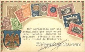 Embossed Mexico Stamp on Writing On Back light writing on front, postal used ...