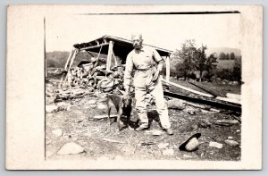 RPPC Farmer John Kittle And His Hound Dog Hubble Hill Farm c1908 Postcard L27