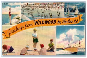 c1950's Greetings From Wildwood By The Sea Composite View New Jersey NJ Postcard