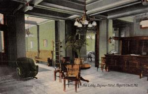 Hagerstown Maryland Dagmar Hotel Lobby Interior Antique Postcard K10247