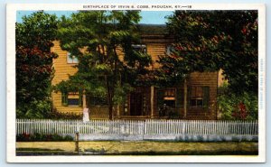 PADUCAH, KY Kentucky ~ BIRTHPLACE of Author  IRVIN COBB c1930s Postcard