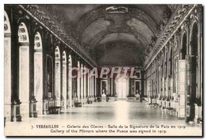 Old Postcard Versailles Hall of Mirrors Hall of the Signing of the peace in 1919