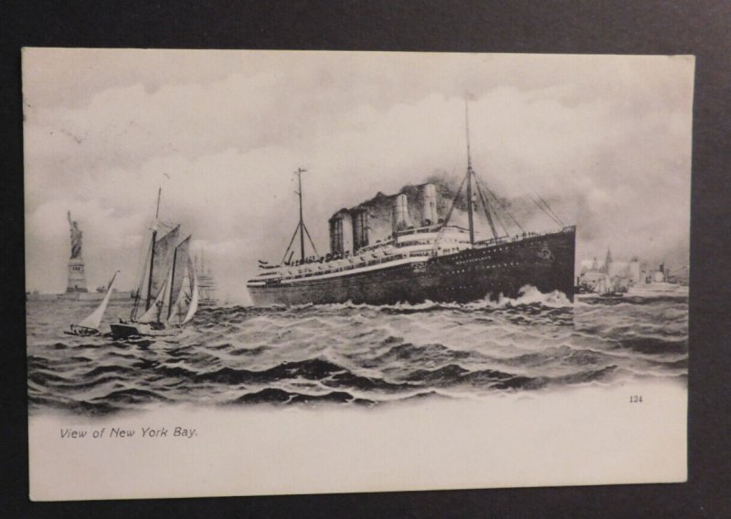 1900s Ship Postcard Cover From Weehawken NJ to Naugatuck CT S.S. Deutschland
