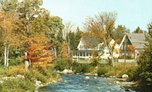 Vintage Postcard Gale River From Maine Street Franconia New Hampshire Rudy's Pub