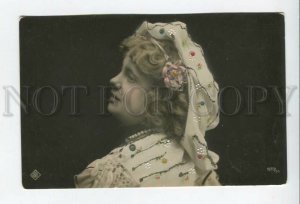 431965 Germany girl in a beautiful outfit like a bride 1908 tinted RPPC Batum