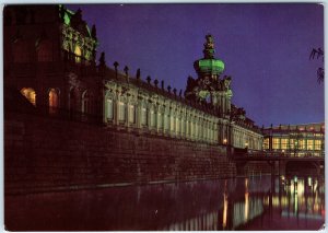 c1970s Dresden Germany Zwinger Palace Night View River Reflection Chrome 4x6 M25