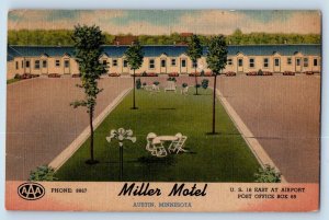 Austin Minnesota Postcard Miller Motel Exterior Building c1953 Vintage Antique