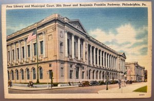 Vintage Postcard 1930-1945 Free Library-Municipal Court, Philadelphia, PA