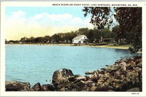 Postcard BEACH SCENE Watertown South Dakota SD AI2379