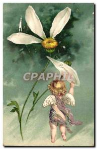 Old Postcard Fancy Flower Angel