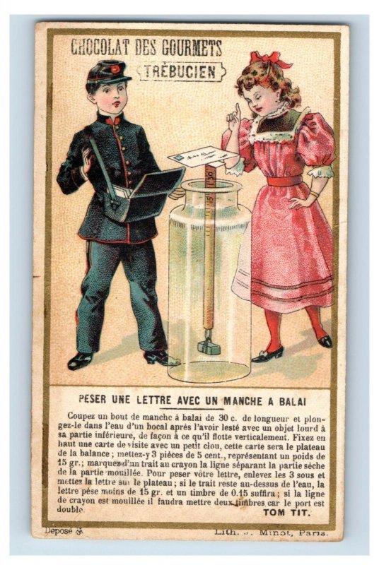 1880s French Gourmet Chocolates Trebucien Weighing Letter Game Trick F155