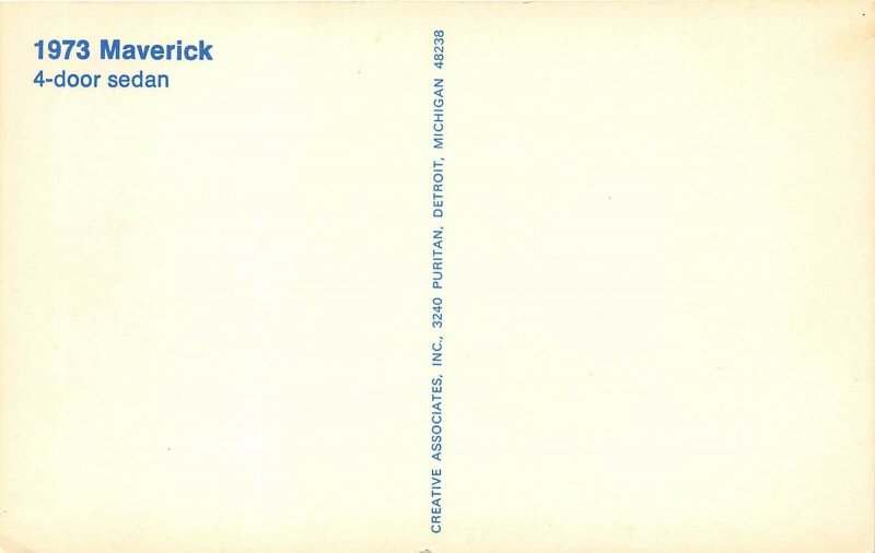 1973 Ford Maverick 4-Door Sedan Unused Advertising Postcard