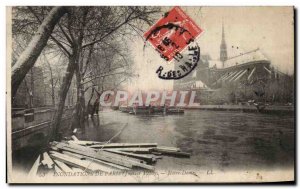 Old Postcard Floods of Paris Notre Dame