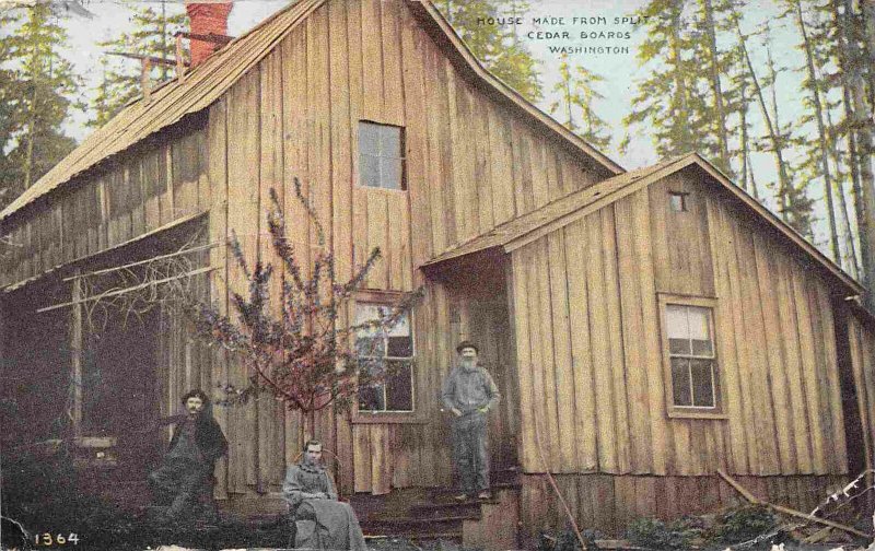 House Made From Split Cedar Boards Washington 1911 postcard