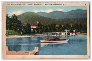 Fort Williams Henry Hotel Pergola Prospect Mountain Lake George NY Postcard 