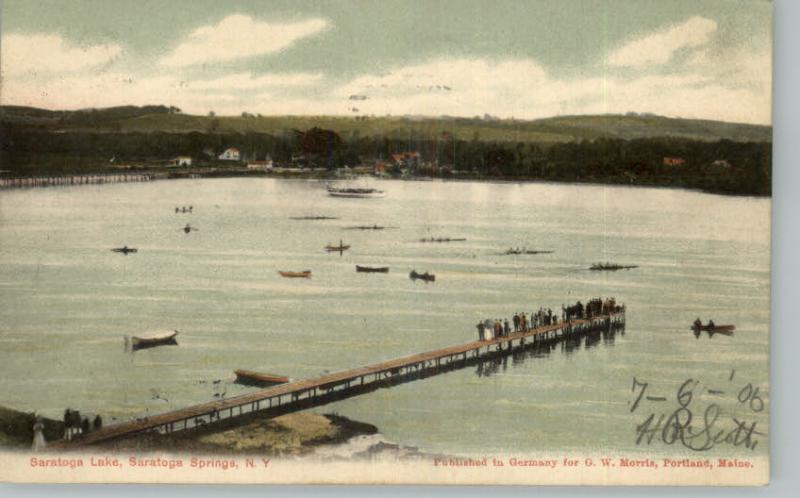 Saratoga NY Saratoga Lake Dock Bird's Eye View c1910 Post...