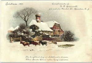 1880's D. H. Gamersall Santa Claus Rules Victorian Christmas Card &N