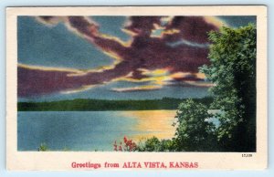 Greetings from ALTA VISTA, Kansas KS ~ Wabaunsee County 1930s-40s Linen Postcard