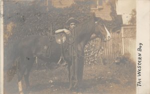 G22/ Springfield Ohio RPPC Postcard 1908 Cowboy Horse Saddle