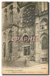 Old Postcard Auvergne Clermont Ferrand Cathedral illustrated portal