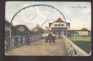 TOLEDO OHIO CASINO AMUSEMENT PARK ROLLER COASTER VINTAGE POSTCARD