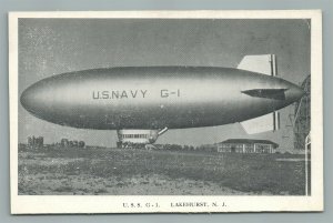 LAKEHURST NJ US NAVAL AIR STATION USS G-1 ZEPPELIN VINTAGE POSTCARD