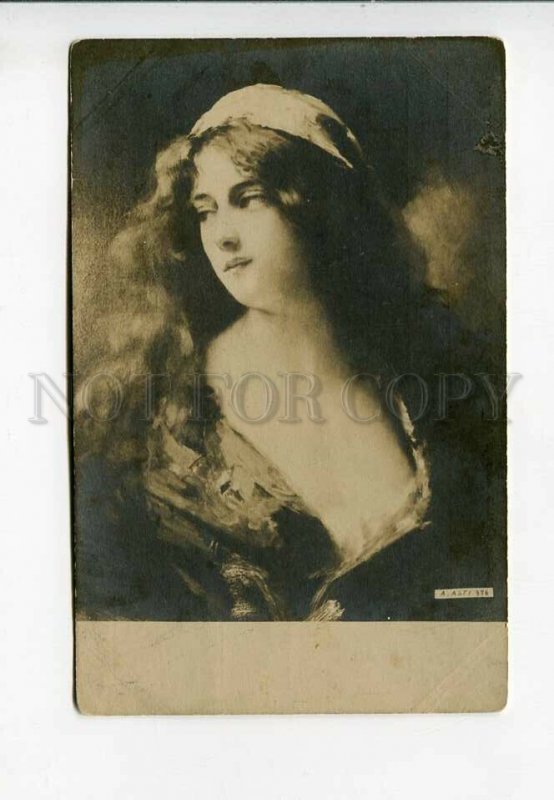 3176142 Lady w/ Long Hair in Red by Angelo ASTI vintage PHOTO