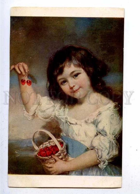 187192 Girl w/ Cherry by John RUSSEL Vintage LAPINA #5463 PC