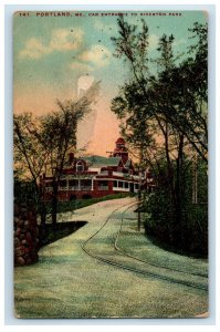c1910s Car Entrance to Riverton Park, Portland Maine ME Antique Postcard