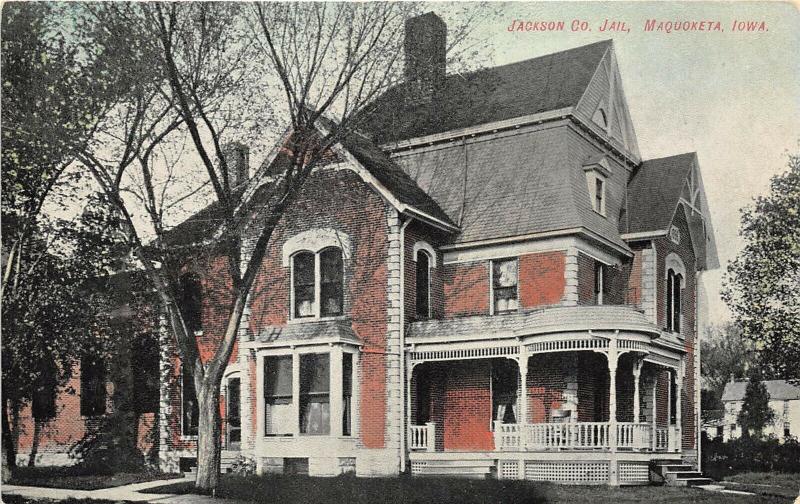 Maquoketa Iowa c1910 Postcard Jackson County Jail Prison