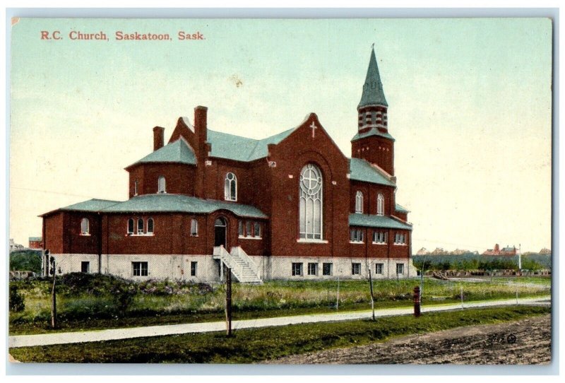 c1910 R.C. Church Saskatoon Saskchetwan Canada Antique Unposted Postcard