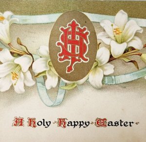 A Holy Happy Easter 1900s Postcard Religious Theme Bavaria Ernest Nister PCBG6E