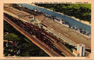 Texas Houston Aerial View Of The Port At A Busy Time Curteich