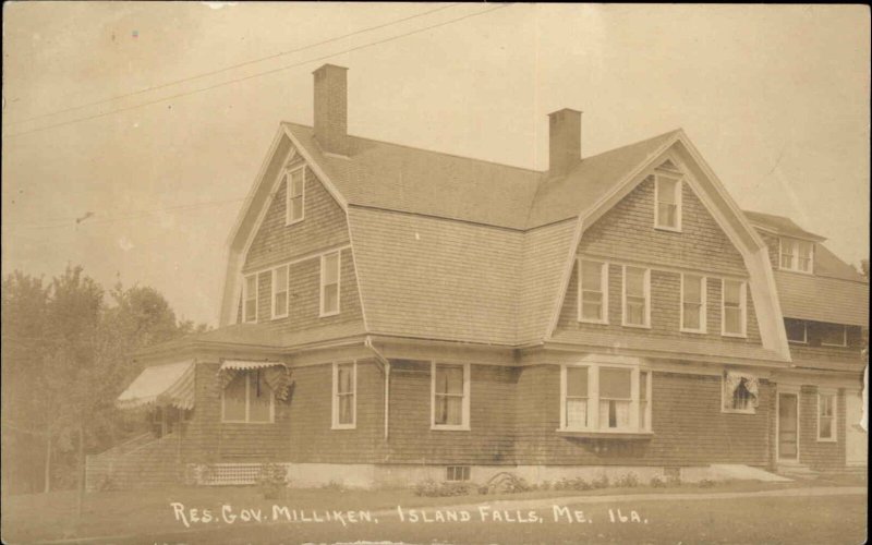 Island Falls ME Aroostook Cty Governor Milliken House c1920 Real Photo Postcard