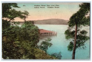 1925 Scenic View Indian Point Hudson River Day Line Pier NY Handcolored Postcard