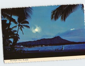 Postcard Moonlight Over Waikiki, Honolulu, Hawaii