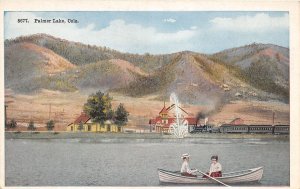 J39/ Palmer Lake Colorado Postcard c1910 Boats Fountain Railroad Depot 8