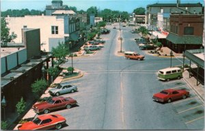 Postcard IL Rantoul - Sangamon Street - 1970s cars