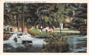 Castalia Ohio 1930s Postcard Spillway and Park at Blue Hole
