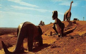 The Three Giants DINOSAUR PARK Rapid City, SD Roadside 1966 Vintage Postcard