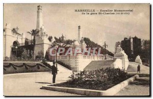 Postcard Old Marseille Monumental Staircase of the St Charles station seen fr...