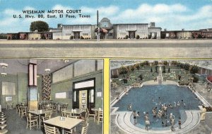 EL PASO, Texas TX  ~ WESEMAN MOTOR COURT  Pool~Cafe  ROADSIDE  ca1950's Postcard