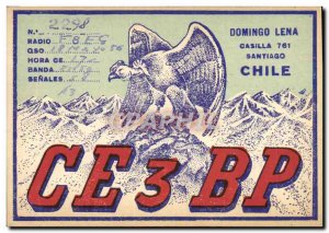 Old Postcard Telegraphie CE3BP Eagle Lena Domingo Santiago Chile