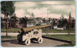 ST. JOHN, NEW BRUNSWICK  Canada  HISTORIC CANNON~QUEEN SQUARE 1907  Postcard