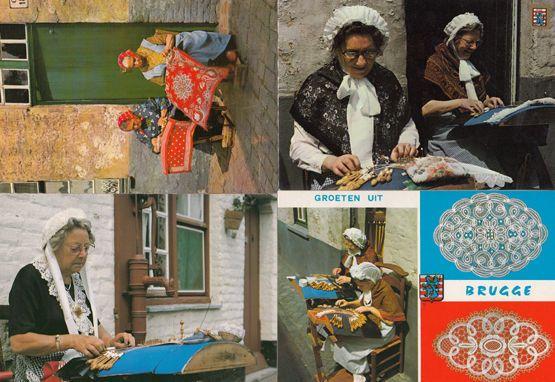 Lacewoman Lace Woman Maker Belgium 4x Craft Postcard s