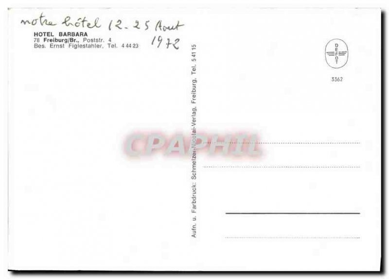 Postcard Old Hotel Barbara Freiburg Br