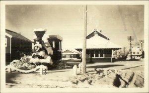 Fairbanks AK RR Train Station Depot Real Photo Postcard