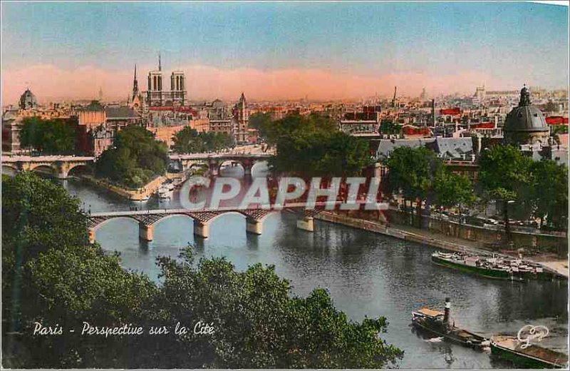 Postcard Paris Modern Perspective Cite Boat